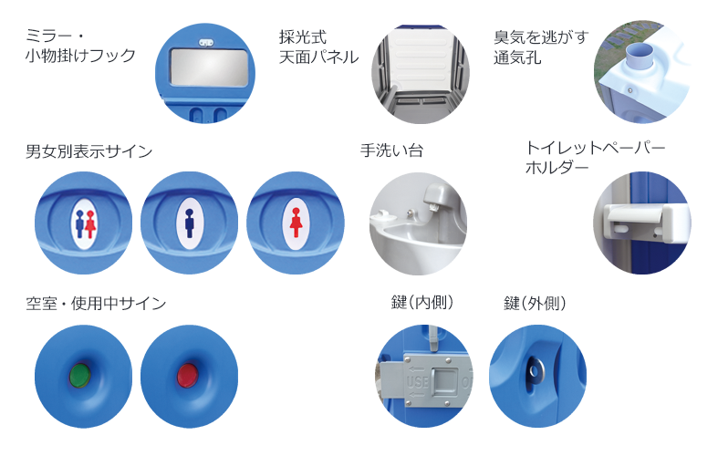 MT-TPT-L01 仮設トイレ 快適にご使用いただくための標準設備